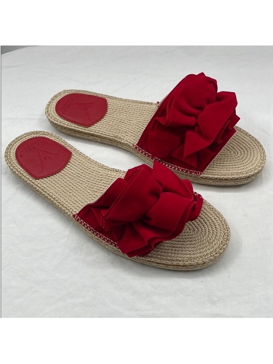 Vie Benie Shoes - NEW! Vie Benie Red Velvet Ruffle Slide Sandals. EU 40.